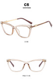 Small frame cat's eye lens frame flat mirror with diamond anti-blue light retro glasses frame