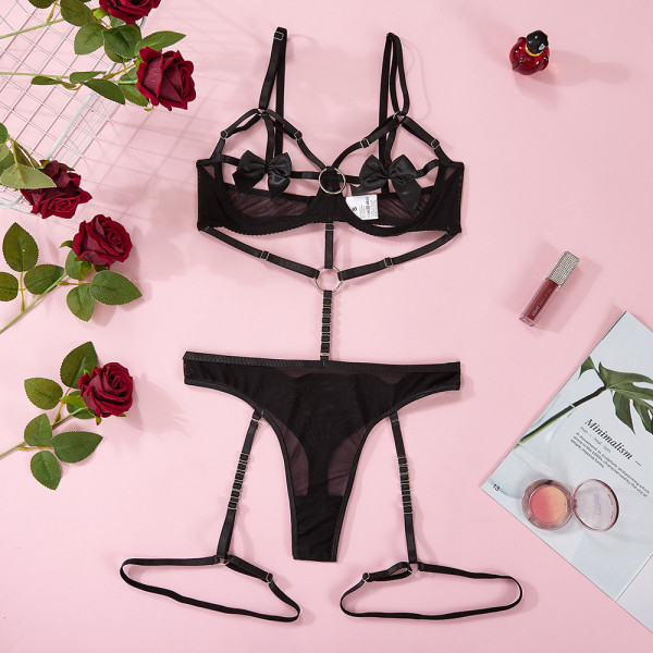 Bow tie hollow female sexy underwear