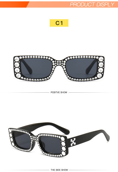 Small box sunglasses for men and women retro modern imitation diamond glasses trend hip-hop net red sunglasses