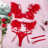 Sexy gathering mesh feather breathable ultra-thin sexy underwear