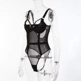 Sexy women's mesh patchwork bodysuit
