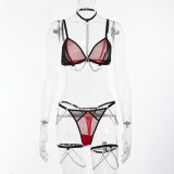 Sexy underwear bowknot perspective non-stop fun suit