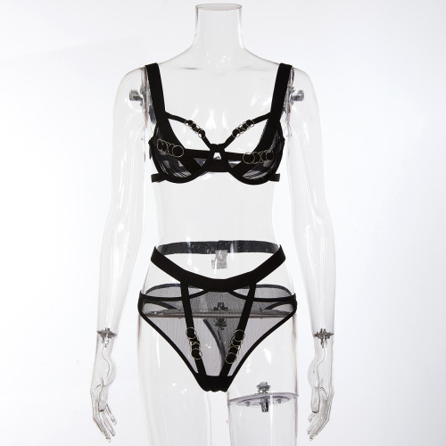 Fun underwear personalized metal ring buckle sexy suit