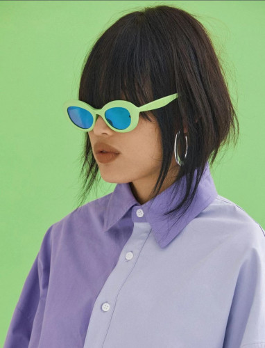 Retro oval sunglasses Fashion simple small frame sunglasses Fashion street photo net red glasses