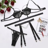 Sexy lace black silk suspenders shoulder strap perspective fun suit