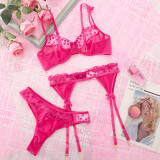 Embroidery cut-out lace bow fun three-piece set