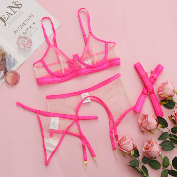 Three-point sexy perspective sexy lingerie suit