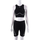 Letter offset sleeveless T-shirt shorts sports casual suit