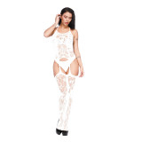 Funny underwear suspender with wide stripe jacquard hollow-out