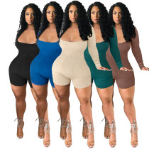 Fashionable and comfortable trench cloth, solid color sexy open-back jumpsuit