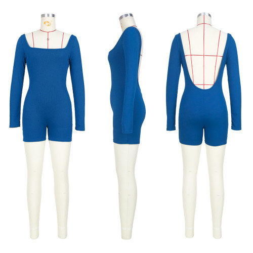 Fashionable and comfortable trench cloth, solid color sexy open-back jumpsuit