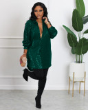 Solid sequin loose shirt dress