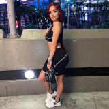 Letter offset sleeveless T-shirt shorts sports casual suit