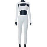 Sexy fashion solid color top sling tights three-piece set