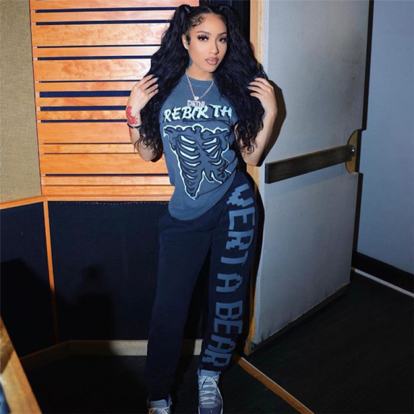 Women's letter-printed loose street clap leggings casual pants