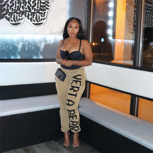 Women's letter-printed loose street clap leggings casual pants