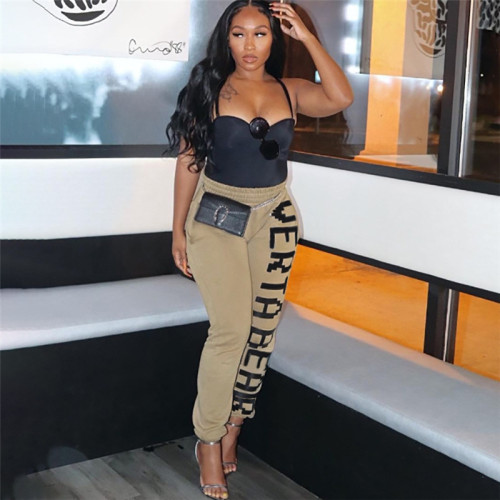 Women's letter-printed loose street clap leggings casual pants