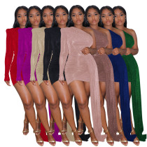 Women's dress mercerized glossy dress off the shoulder sexy tight skirt Women's dress mercerized glossy dress off the shoulder sexy tight skirt