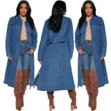 Fashion loose denim cape (including belt)