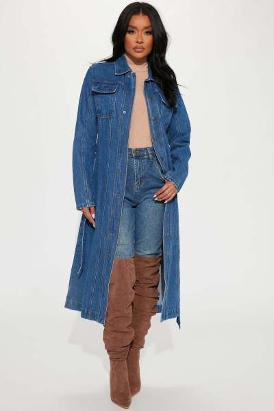 Fashion loose denim cape (including belt)