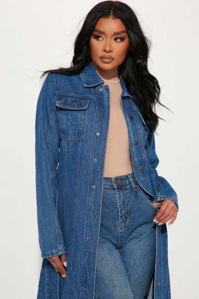 Fashion loose denim cape (including belt)