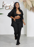 Women's three-piece suit coat pants sexy knitted shirt