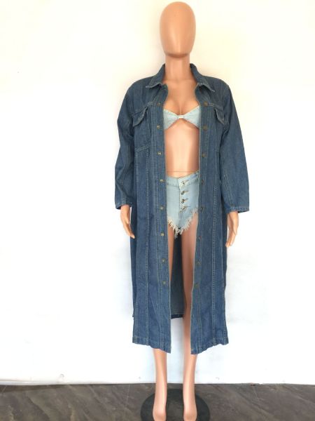 Fashion loose denim cape (including belt)