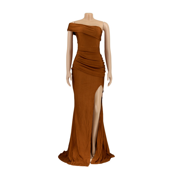 Women's dress evening dress one-shoulder split sexy long skirt