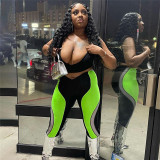 Women's tight-fitting sports contrast panel high-waisted slim breathable casual pants