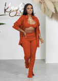 Women's three-piece suit coat pants sexy knitted shirt