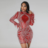 Fashion sexy perspective ironing show figure dress with buttocks and long sleeve skirt