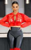 Sexy open navel round neck loose short jacket bomber