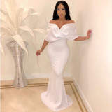 Dress sexy open back fishtail skirt large knitted dress skirt