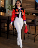 Sexy open navel round neck loose short jacket bomber
