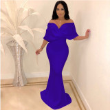 Dress sexy open back fishtail skirt large knitted dress skirt