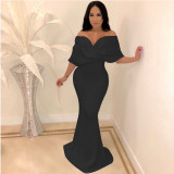 Dress sexy open back fishtail skirt large knitted dress skirt