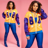 Sequin casual sports top zip coat