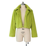 Loose faux fur cardigan short jacket down jacket