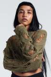 Fashion sexy cut-out women's blouse loose open navel knitted sweater