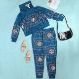 Sexy casual fashion large print sweater suit