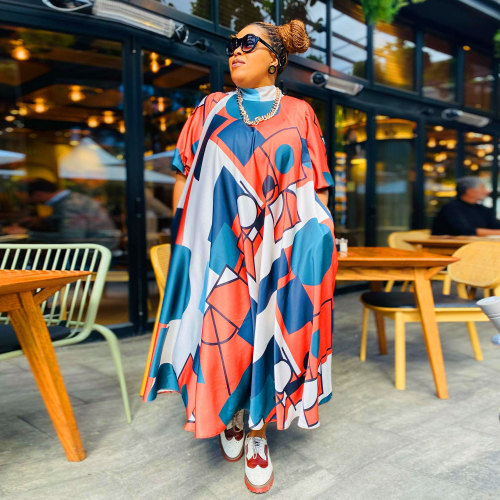 Fashion Slim Fit Large Print Fat Lady Dress