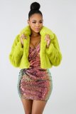 Loose faux fur cardigan short jacket down jacket