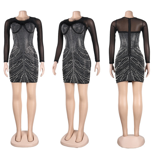 Sexy pearl hot diamond feather dress nightwear
