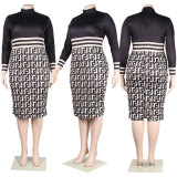 Sexy printed buttock wrapped long-sleeved dress nightclub dress