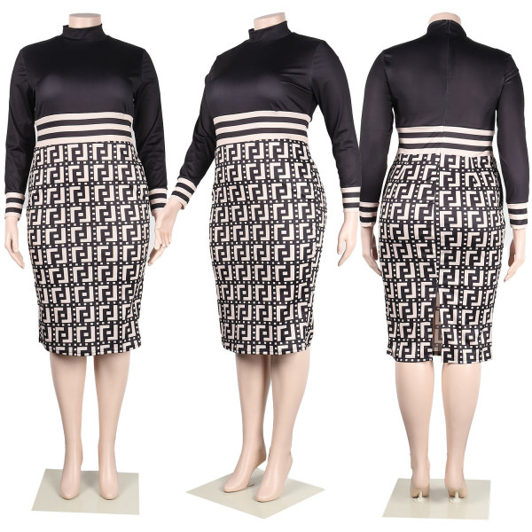 Sexy printed buttock wrapped long-sleeved dress nightclub dress