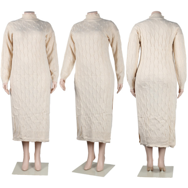 Slim semi high neck long sleeve split fried dough twist sweater