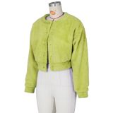 Women's casual fashion loose synthetic fur short jacket imitation rabbit hair coat