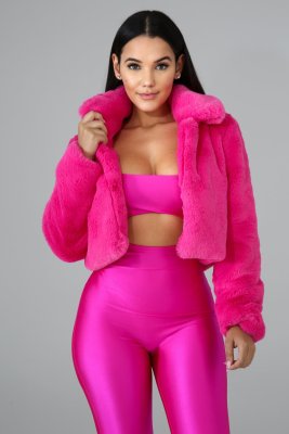 Loose faux fur cardigan short jacket down jacket