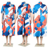 Fashion Slim Fit Large Print Fat Lady Dress