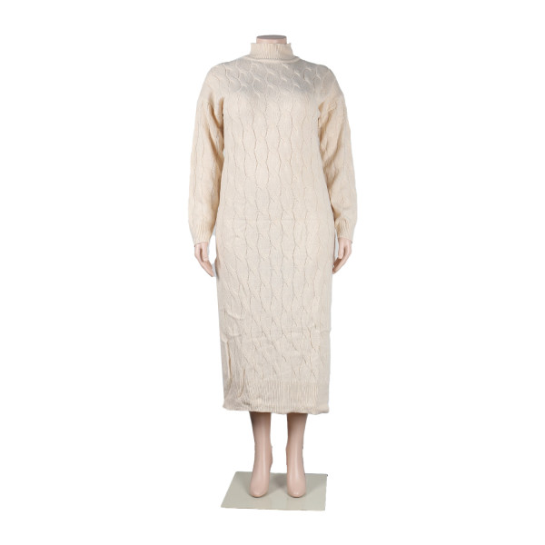 Slim semi high neck long sleeve split fried dough twist sweater